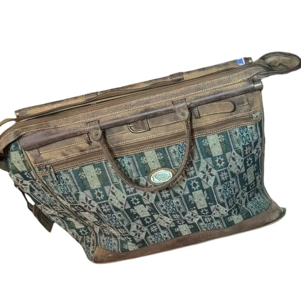 American Tourister Tapestry 2 Piece Set Large Carpet Bagger Tote Garment Bag